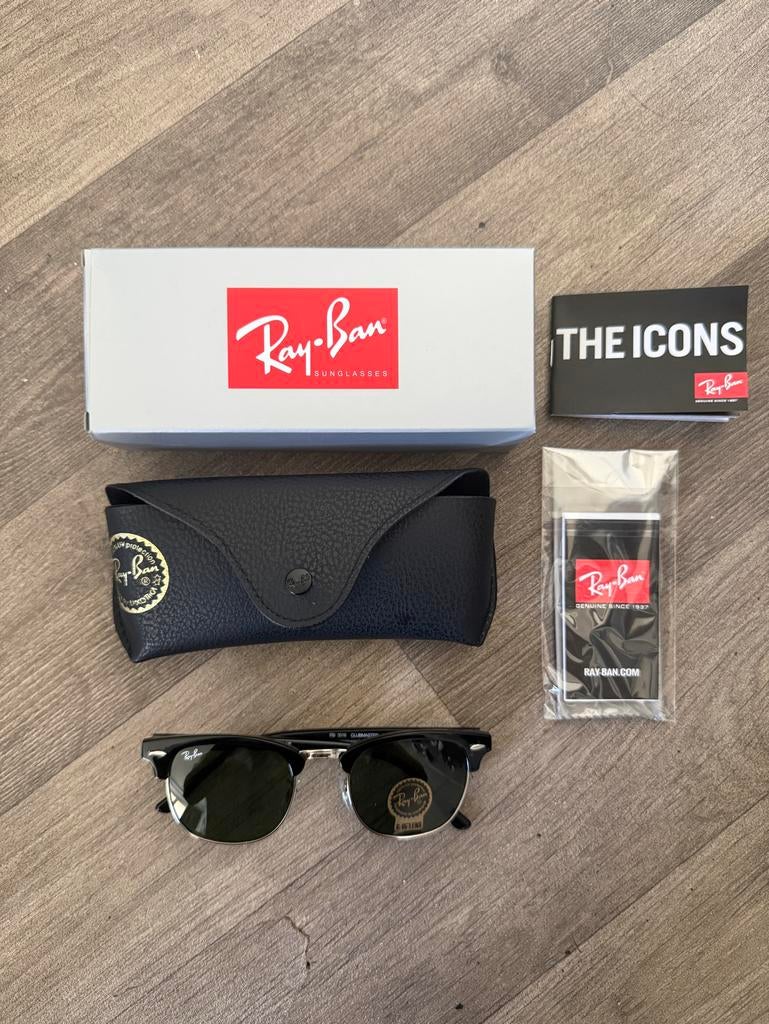 Nieuwe Ray-Ban Clubmaster Zonnebril - RB 3016, Zonnebril, Zwart, Nieuw, Ophalen of Verzenden