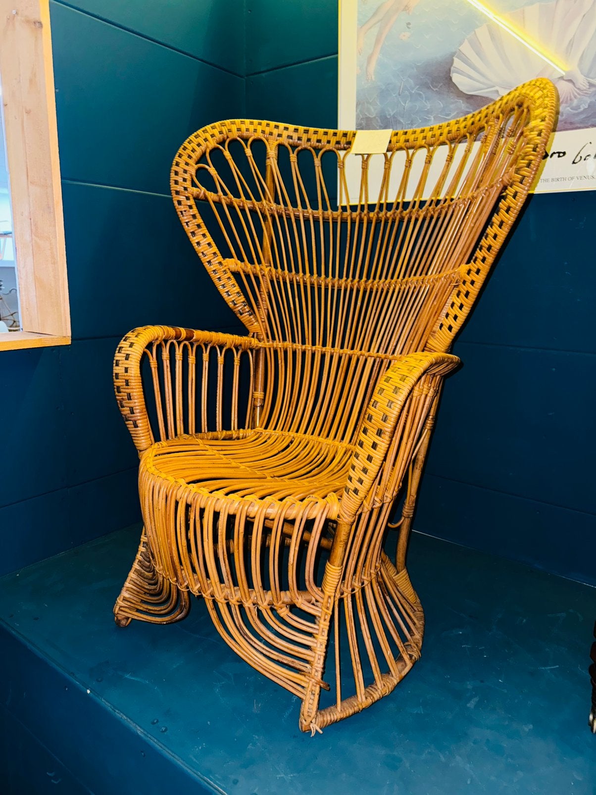 Vintage pauwstoel rotan fauteuil, Ophalen