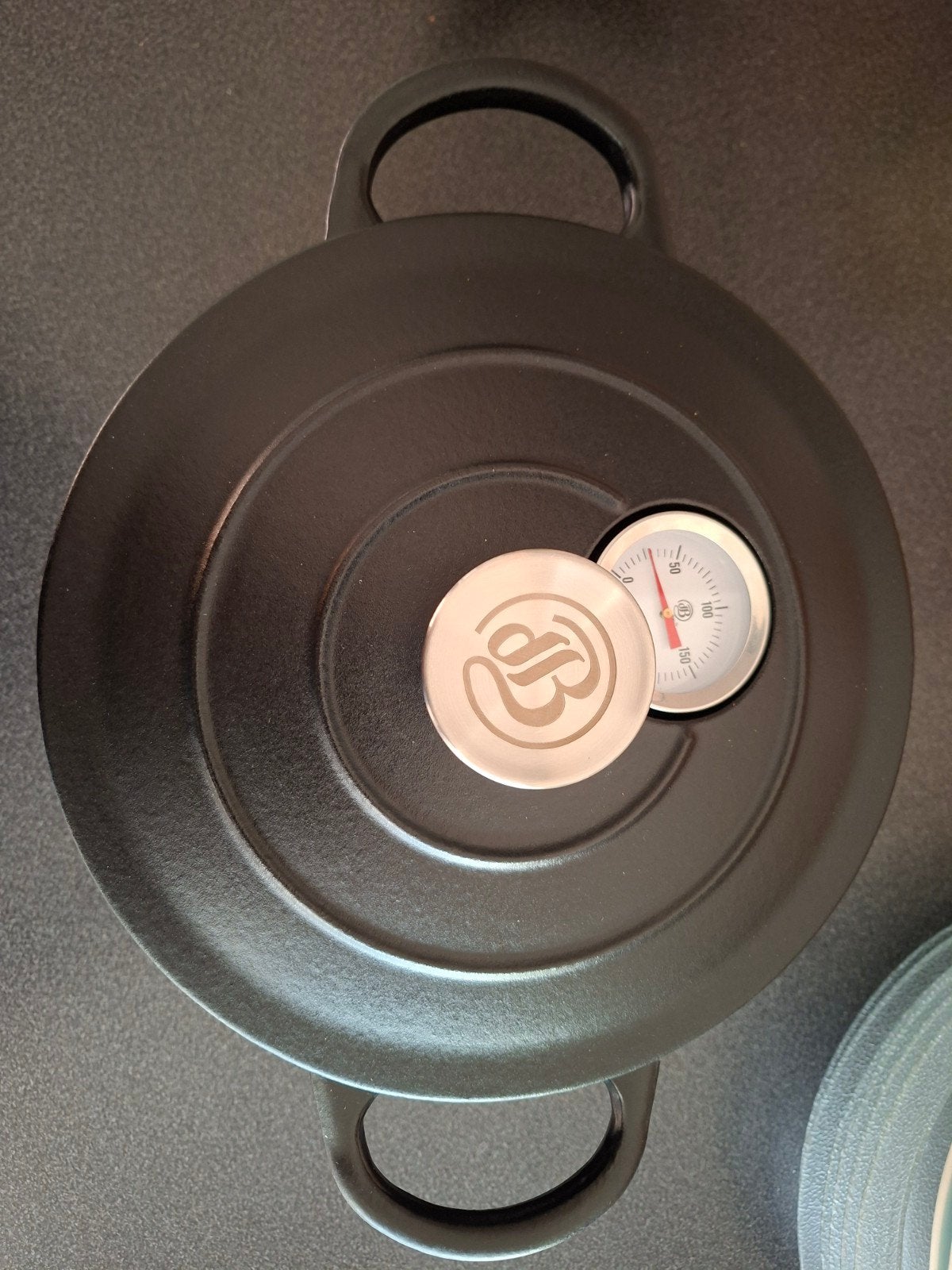 Herman den Blijker Gietijzeren Braadpan 3.2L met Thermometer, Braadpan, Ophalen of Verzenden, Zo goed als nieuw, Met deksel