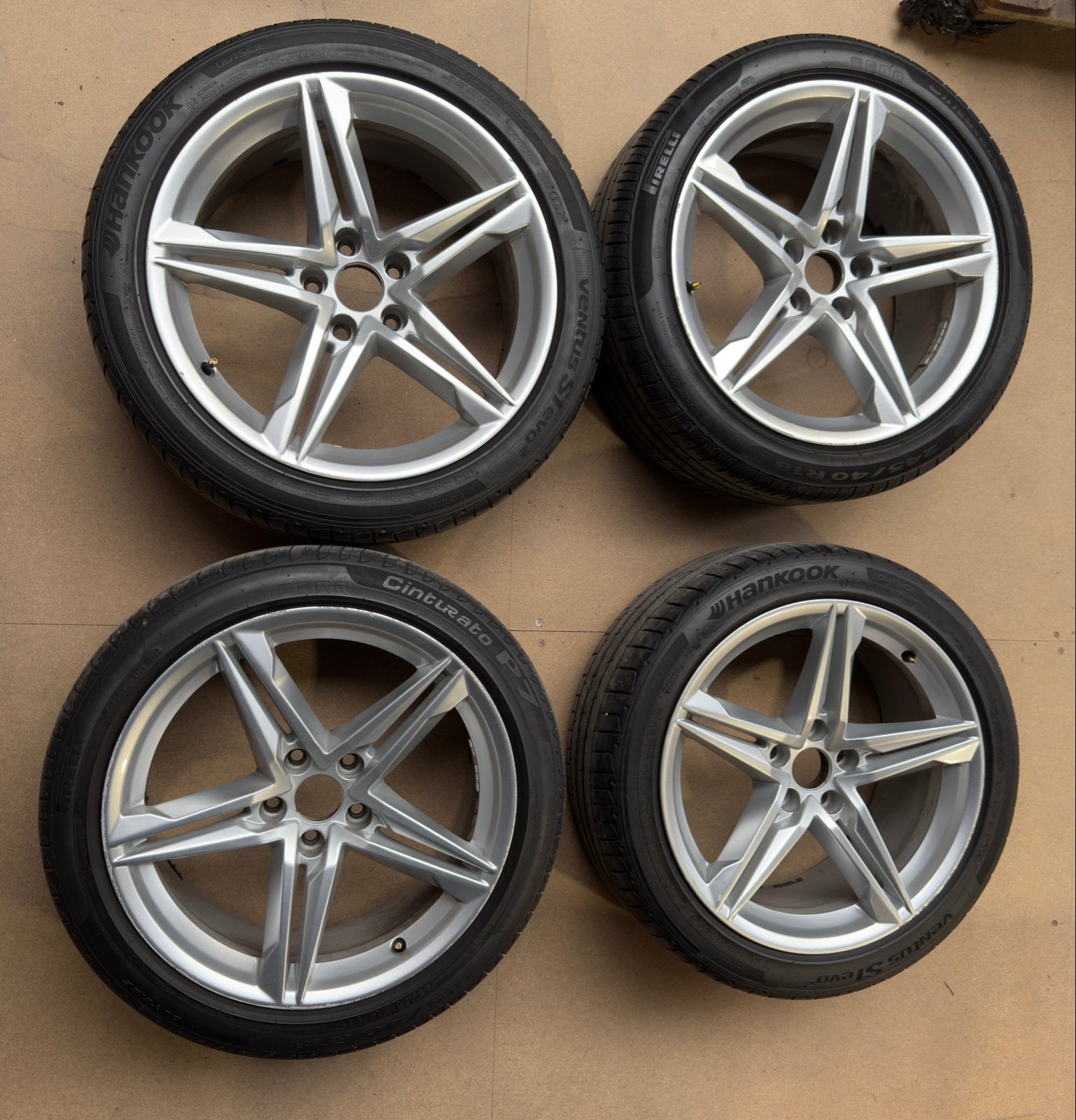 Audi 18 inch velgen met zomerbanden - 245/40 R18, Ophalen, Gebruikt, Audi