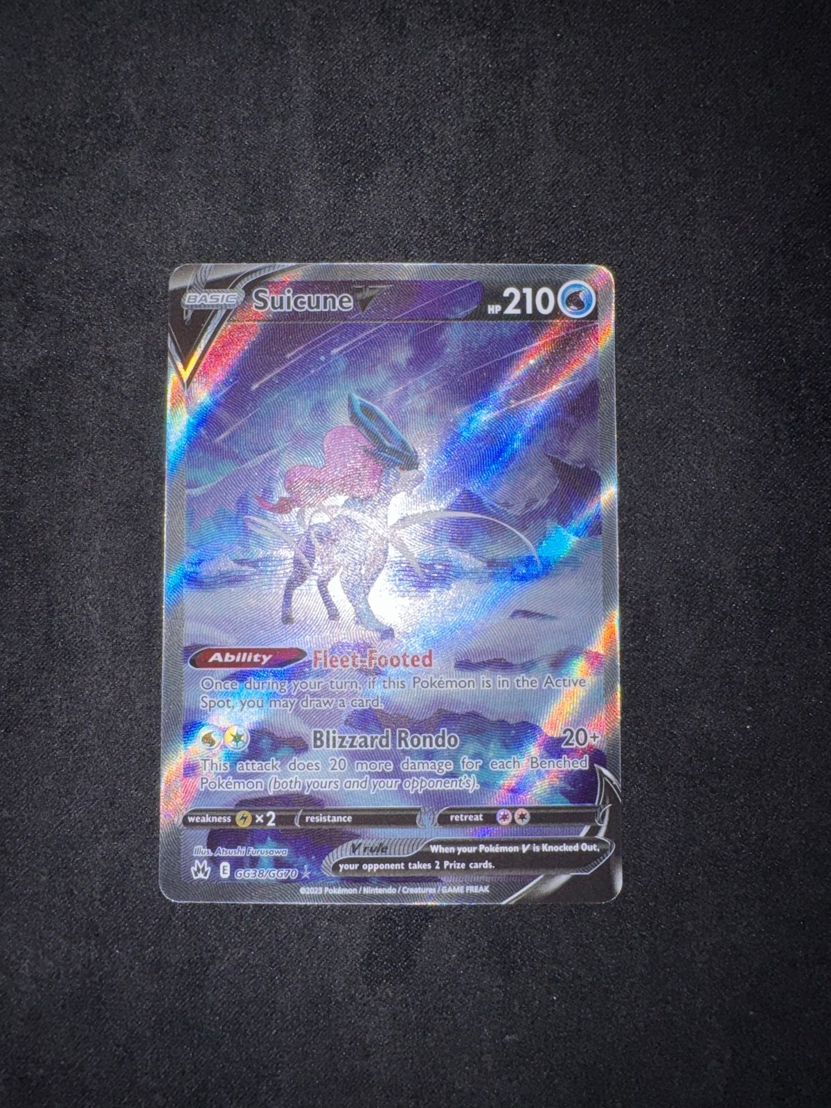 Suicune V Full Art Pokémon Kaart GG38 Near Mint, Ophalen of Verzenden, Zo goed als nieuw, Losse kaart, Foil