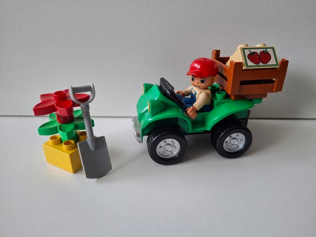 Duplo 5645. Groene quad, boer, schep, kratje aardbeien., Ophalen of Verzenden, Duplo