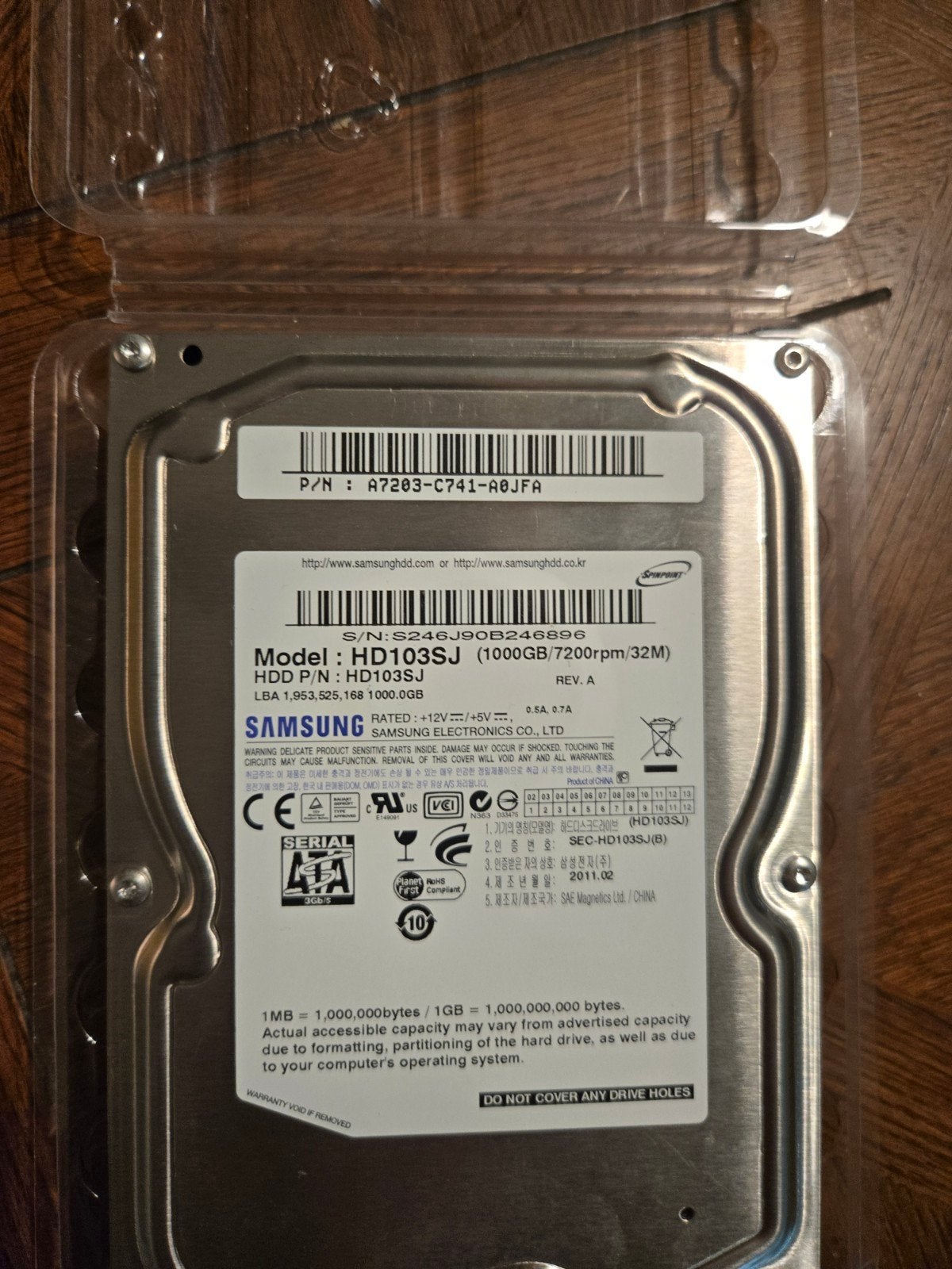 SAMSUNG 3.5 HDD 1TB, Intern, Ophalen of Verzenden, Zo goed als nieuw, Samsung