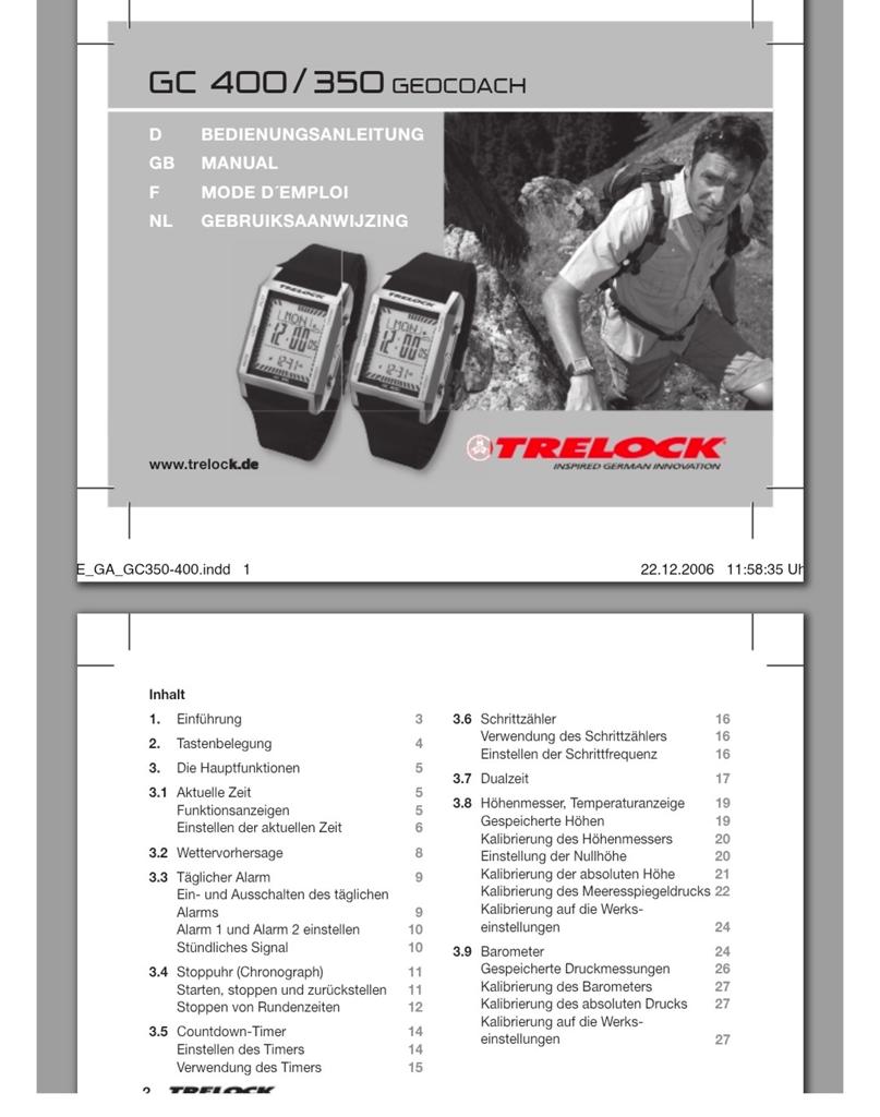 Trelock GC 350 Geocoach sporthorloge - Waterbestendig, Gebruikt, Zwart, Hoogte, Ophalen of Verzenden