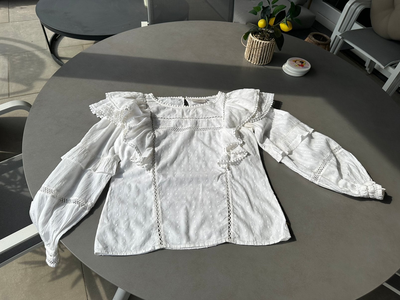 Off white Fabienne Chapot blouse, maat 34 oversized, Maat 38/40 (M), Verzenden, Wit, Zo goed als nieuw
