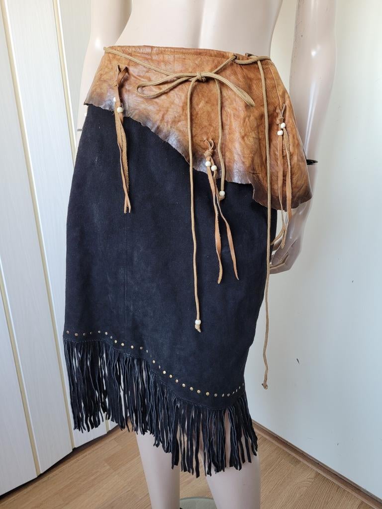 Kobler Vintage suède rok maat M/38, Maat 38/40 (M), Zwart, Ophalen of Verzenden, Gedragen