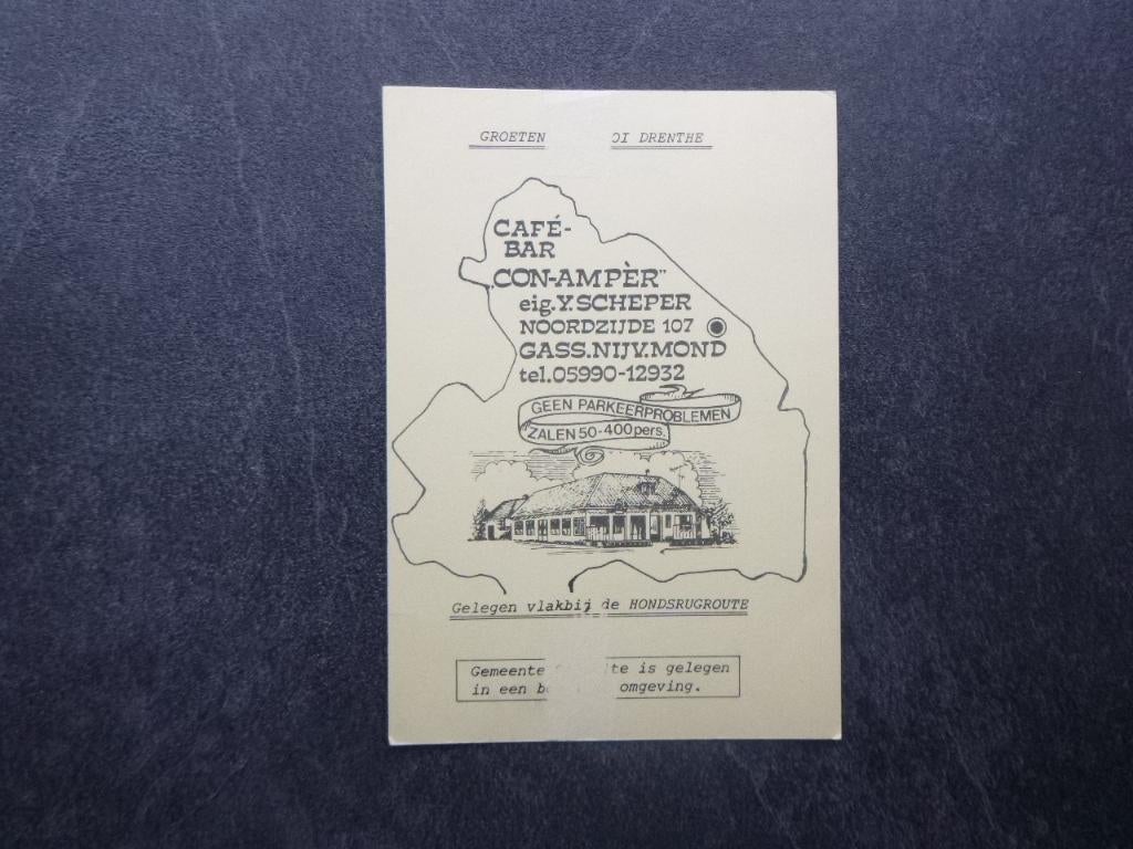 Gasseltenijveenschemond cafe bar Con-Amper 1986, Verzenden, 1980 tot heden, Gelopen, Noord-Brabant