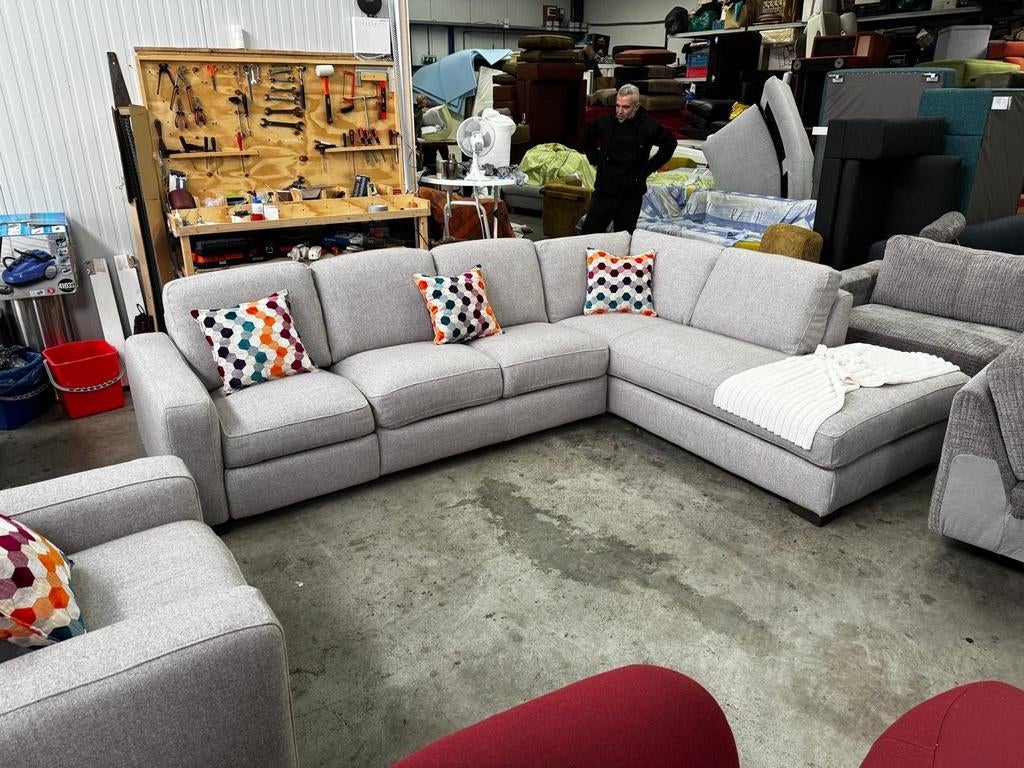 İtalsofa 5 zitshoekbank met 1 zitsbank - grijs wol, Huis en Inrichting, Ophalen of Verzenden, Zo goed als nieuw, 75 tot 100 cm