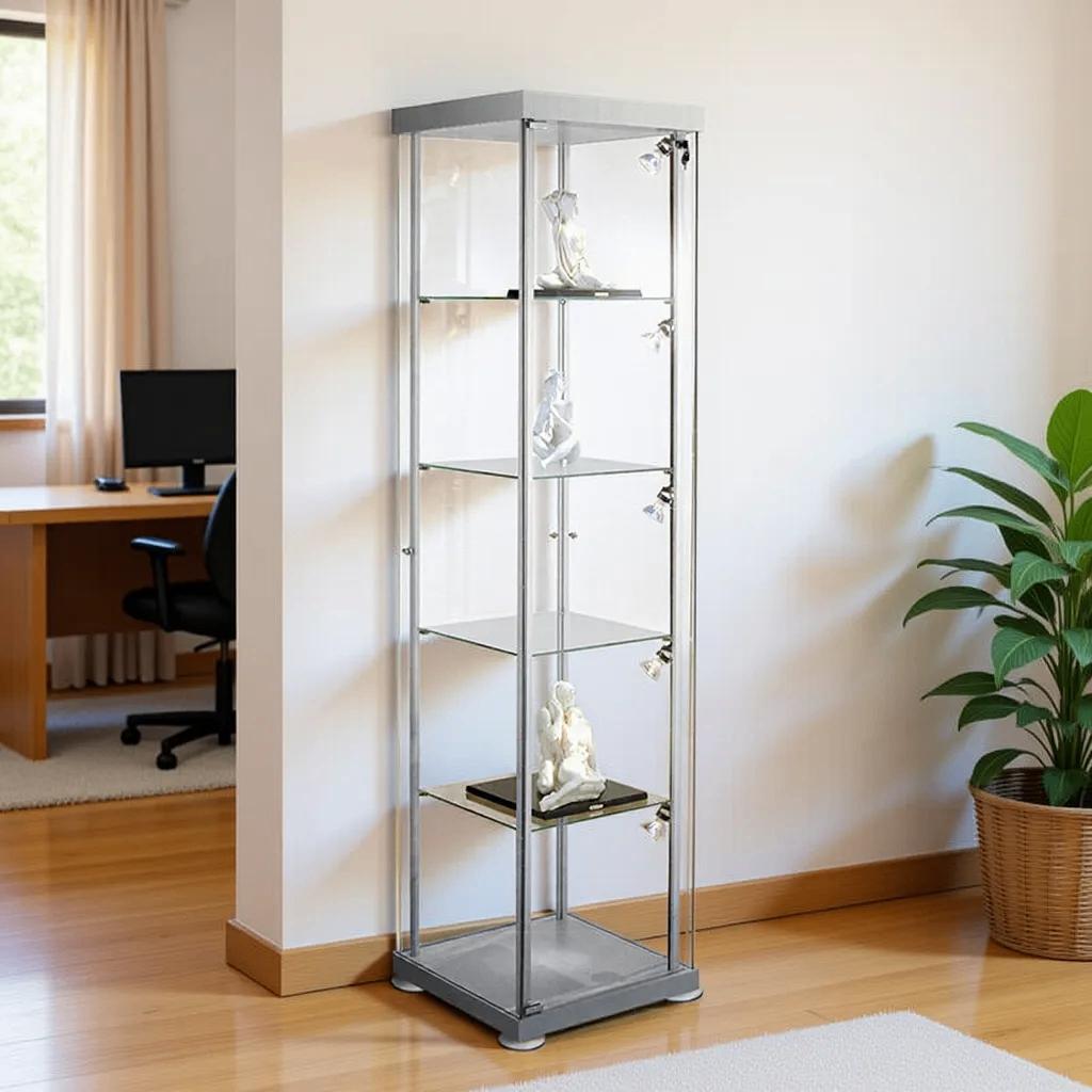 Vitrinekast glas vierkant glasvitrine met slot, Huis en Inrichting, Kasten | Vitrinekasten, Met deur(en), Verzenden, Nieuw, 50 tot 100 cm