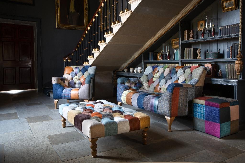DALLAS PATCHWORK / MULTICOLOR CHESTERFIELD Stof Harris TWEED, Ophalen of Verzenden, Nieuw, 75 tot 100 cm, Leer