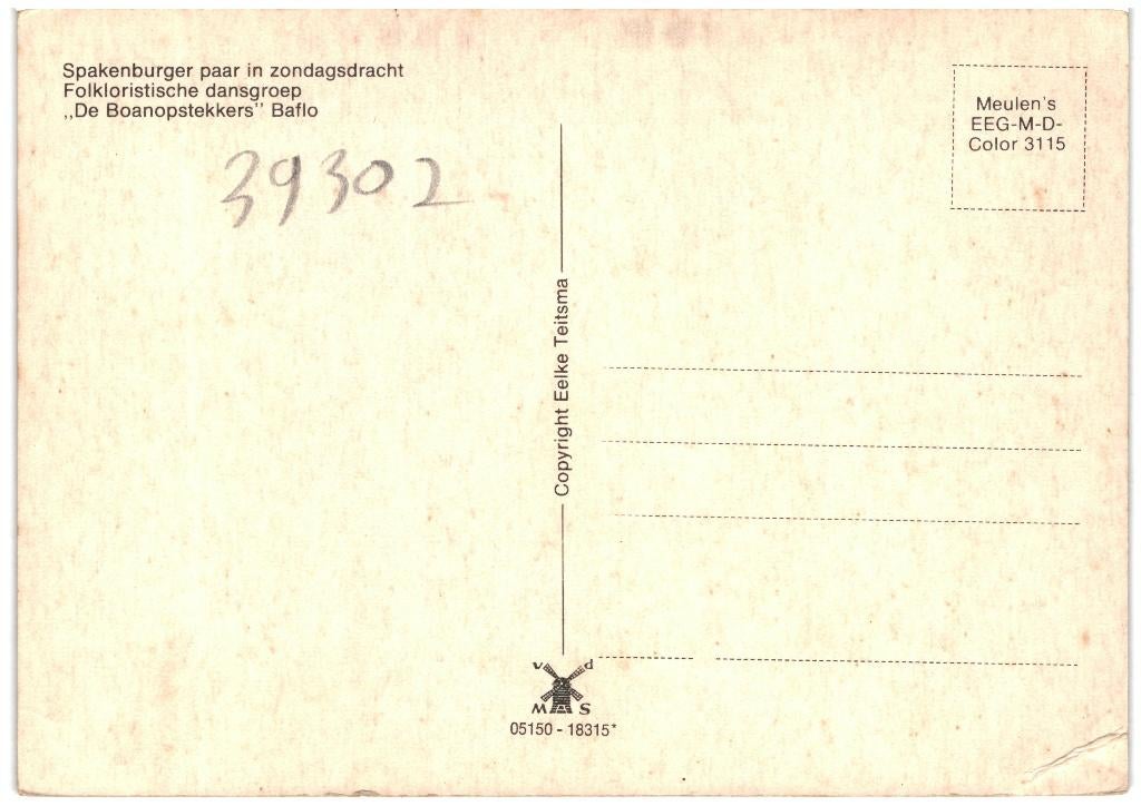 39302 Spakenburg Klederdracht Nette oude kaart Onbeschreven, Ophalen of Verzenden, 1960 tot 1980, Ongelopen, Utrecht