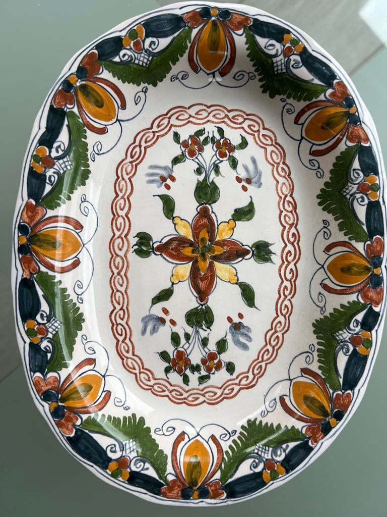 Ovale sier schotel met bloemmotieven, Antiek en Kunst, Ophalen of Verzenden