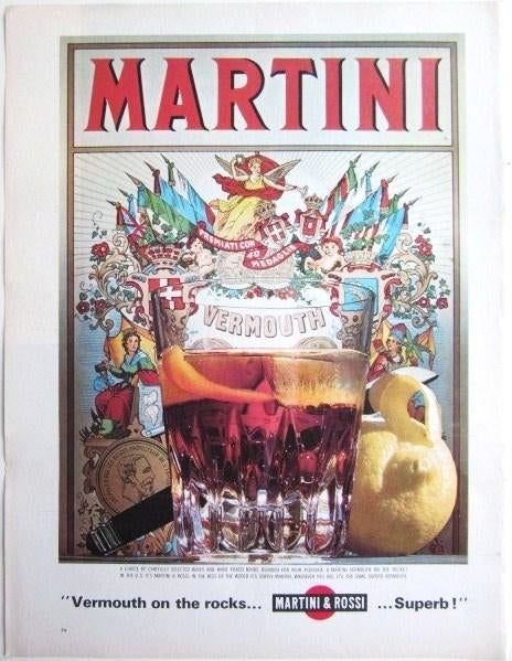 3 vintage reclames Martini Rossi vermouth 1965-66, Verzamelen, Ophalen of Verzenden, Gebruikt, Overige typen