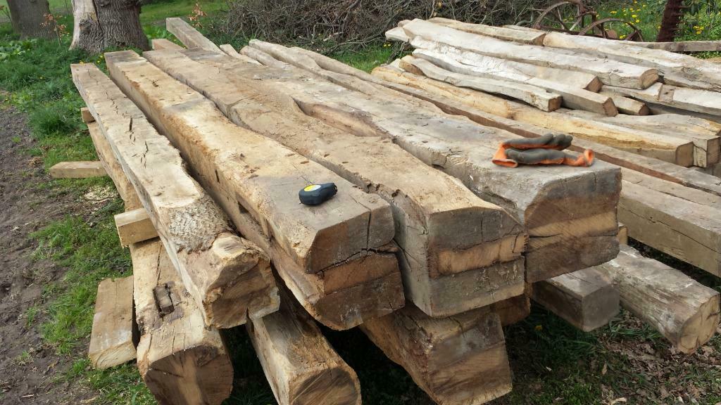 Eiken Gebinten Balken Balk Staanders Liggers, Ophalen, Gebruikt, Eiken, Balk