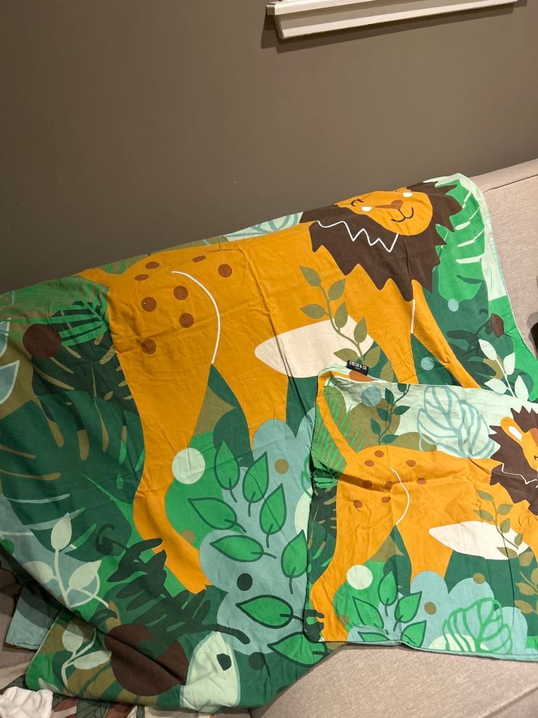 Jungle Dekbedovertrek 1 Persoons - Fresh&Co, Ophalen of Verzenden, Zo goed als nieuw, Groen, Dekbedovertrek