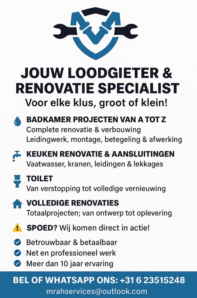 Loodgieter nodig?, Diensten en Vakmensen, Loodgieters en Installateurs, 24-uursservice, Onderhoud
