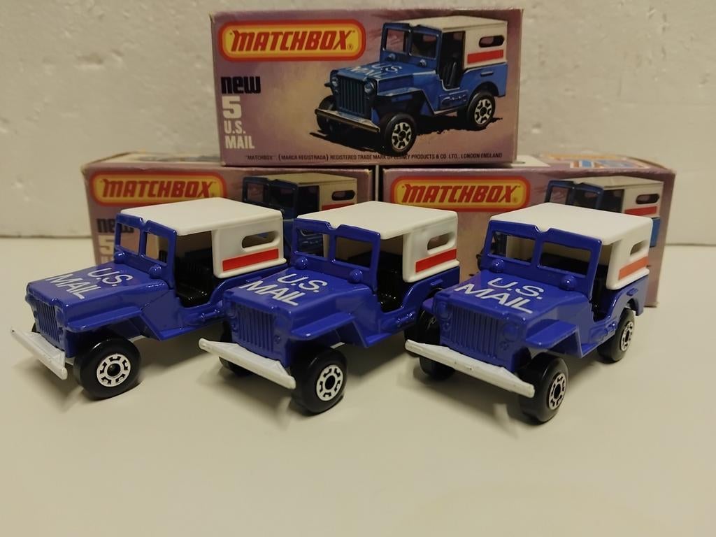 Matchbox #5 Willys Jeep U.S. Mail Superfast 3INCH, Ophalen of Verzenden, Zo goed als nieuw, Auto