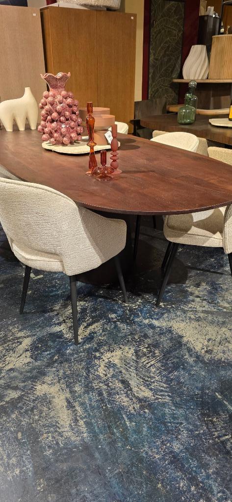 Ovale Eettafel Mangohout Bruin – 250cm Showmodel!, 100 tot 150 cm, Bornsestraat 31, 200 cm of meer, Ophalen of Verzenden