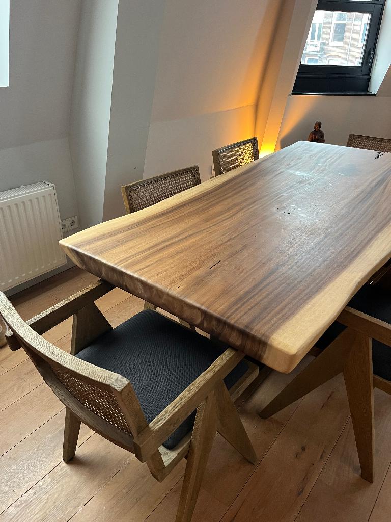 Suar boomstamtafel 2 meter, Huis en Inrichting, Tafels | Eettafels, Ophalen, 200 cm of meer, 50 tot 100 cm, Zo goed als nieuw