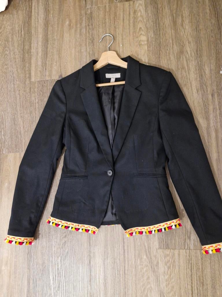 Oeteldonk dames colbert jasje zwart maat S H&M, H&M, Carnaval, Ophalen of Verzenden, Kleding