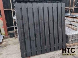 Zwart gespoten tuinscherm gladgeschaafd 21 planks privacy, Tuin en Terras, Tuinschermen, Nieuw, Hout, 150 tot 200 cm, 200 cm of meer