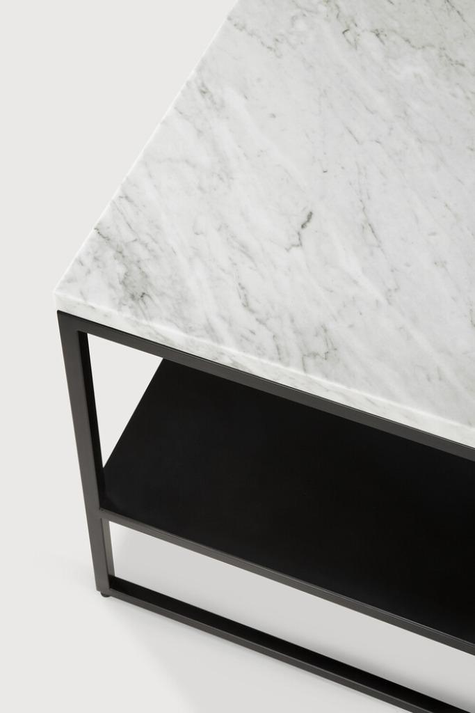 Stone side table - marble - White Carrara -ETHNICRAFT SALE, Ophalen, Minder dan 55 cm, Nieuw, Rechthoekig