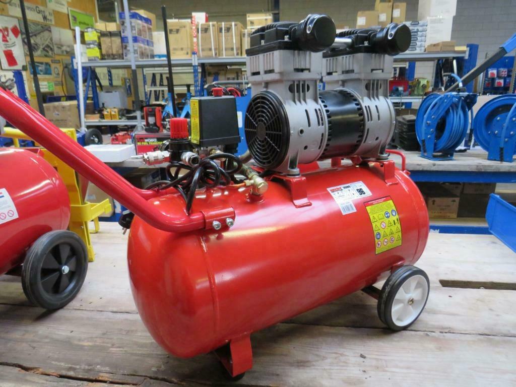 compressor fluister-persluchtcompressor silent olievrij 50 l, 6 tot 10 bar, Nieuw, Ophalen of Verzenden, Minder dan 200 liter/min