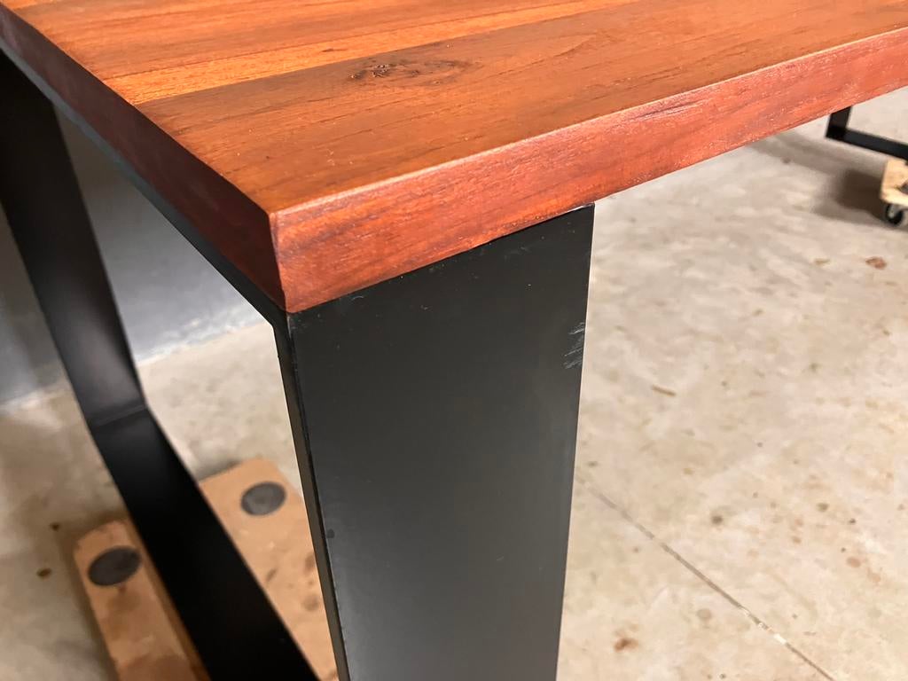 SuperSale: Eettafel Tuintafel Acacia design industrieel, Ophalen, Modern design vintage industrieel staal hout, 200 cm of meer