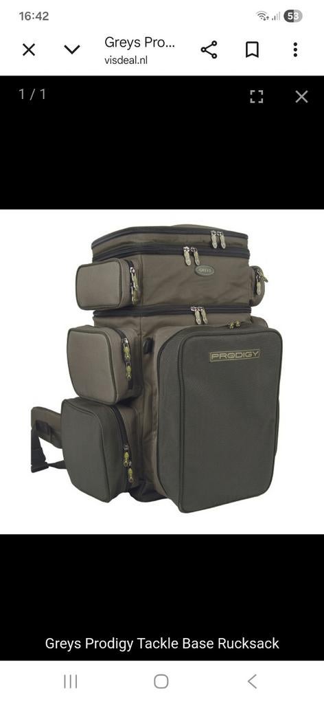 Greys Prodigy Tackle Base Rucksack., Watersport en Boten, Ophalen of Verzenden, Zo goed als nieuw, Overige typen