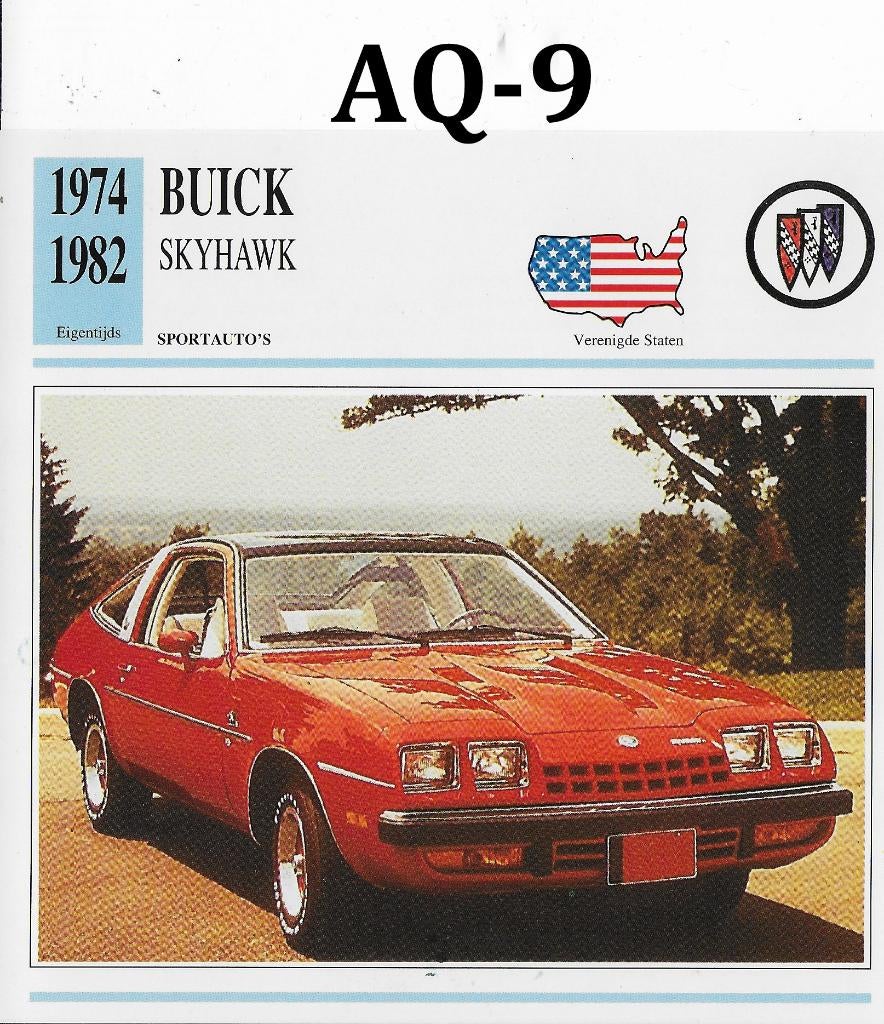 Aq9 autokaart buick sky hawk ( 1974 - 1982 ), Ophalen of Verzenden, Zo goed als nieuw, Auto's