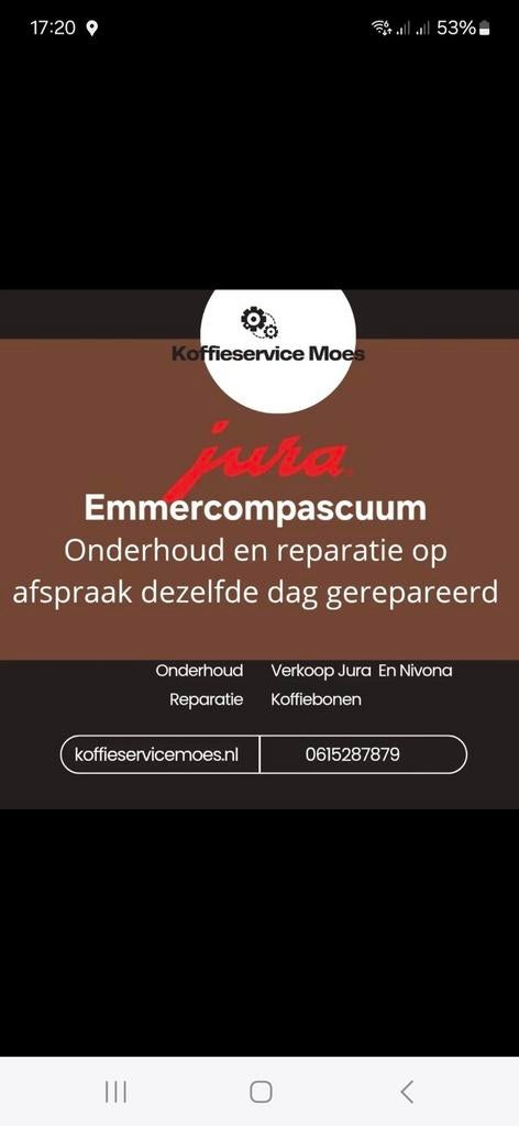 Jura onderhoud Emmercompascum voordelig met garantie, 10 kopjes of meer, Ophalen of Verzenden, Nieuw, Koffiemachine