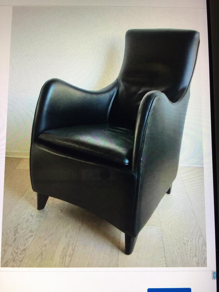 Wittmann fauteuil zwart leer in topstaat, Ophalen, Zo goed als nieuw, 50 tot 75 cm, Leer
