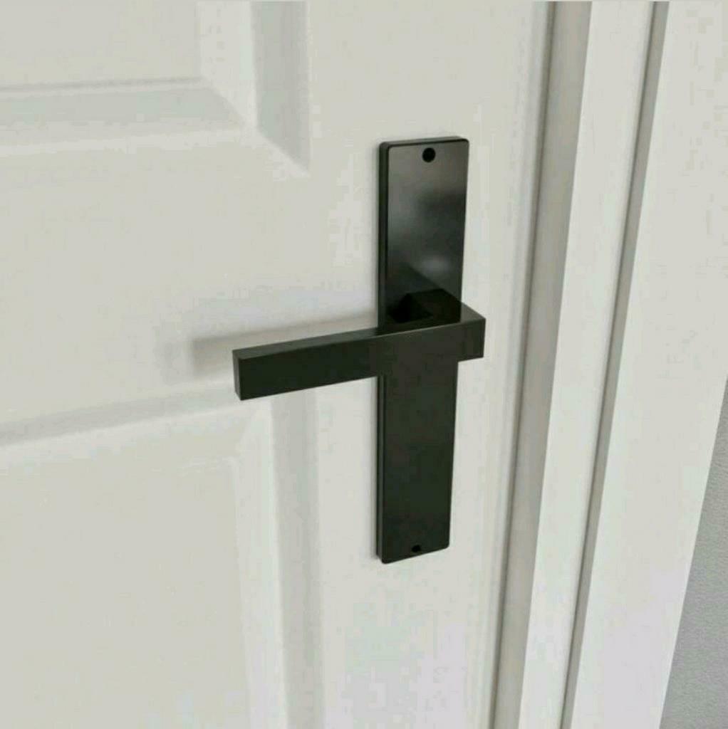 #4 Design zwarte kleur deurklink op blinde schild, Ophalen of Verzenden, Nieuw