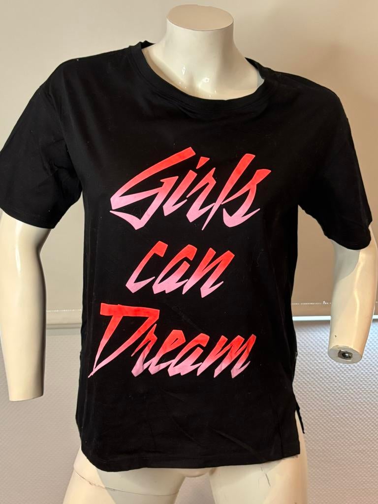 Sandro shirt met leuke print maat 1, Zwart, Ophalen of Verzenden, Zo goed als nieuw, Korte mouw