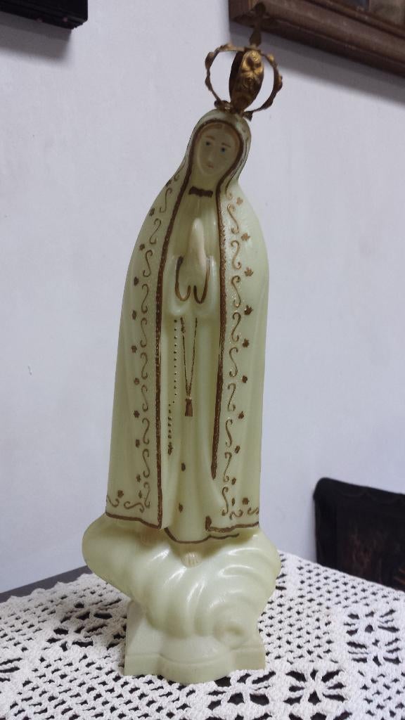 Vintage MARIA-BEELDJE 1960 ~ Glowing in the Dark NEON-beeld, Ophalen of Verzenden, Gebruikt, Beeld(je), Christendom | Katholiek