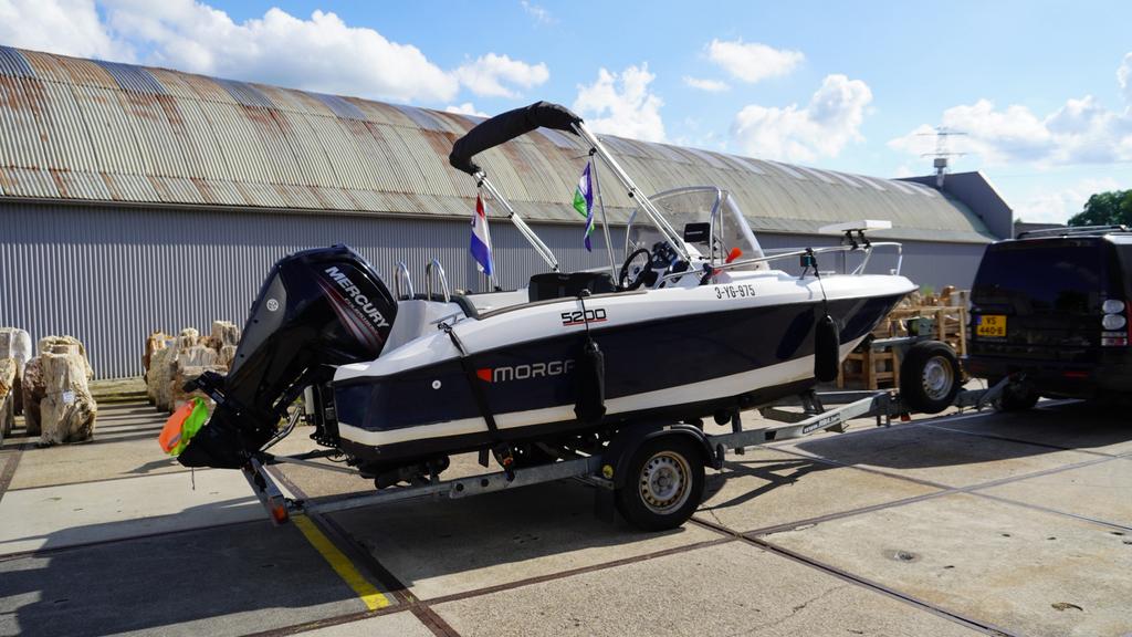 Morgan 5200, 100pk Mercury, stuurbekrachtiging, Riba trailer, Watersport en Boten, Speedboten, Ophalen, 70 tot 120 pk, Zo goed als nieuw