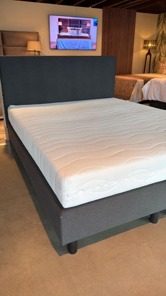 Showroom Uitverkoop 140/160/180x200 Beige & Antraciet  OP=OP, Zwart, Ophalen of Verzenden, 200 cm, Modern