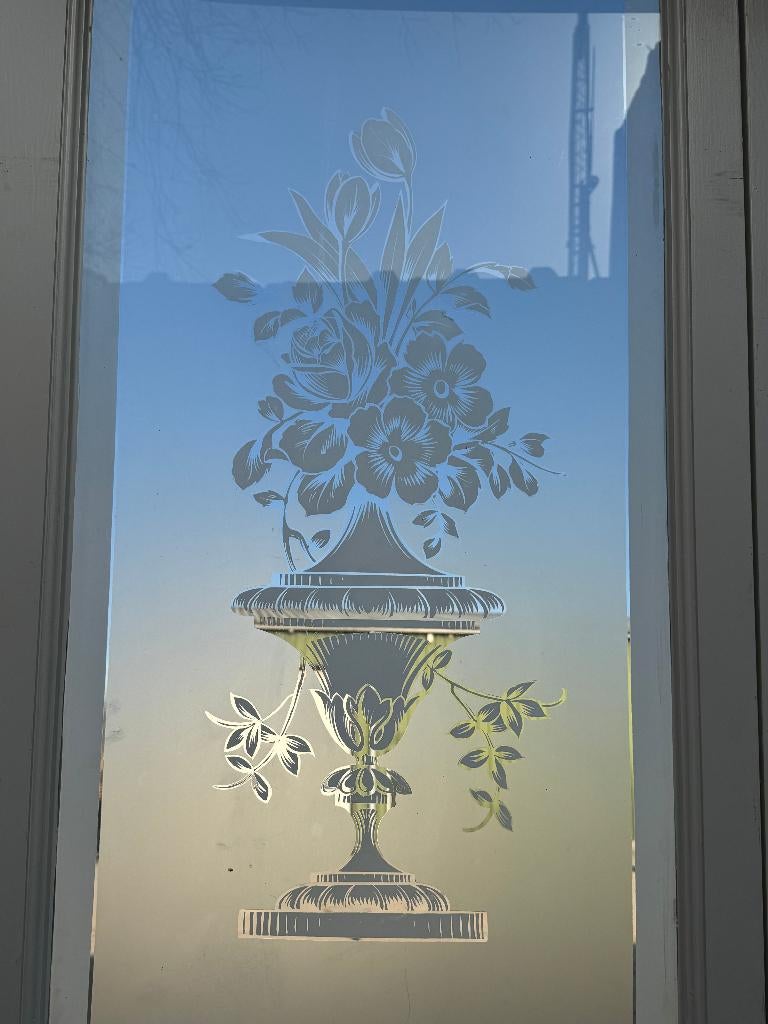 Set schuif / en-suite deuren met geëtst glas 220x119cm., Ophalen of Verzenden
