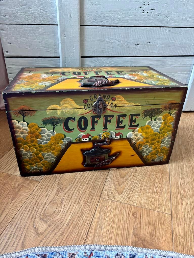Vintage coffee storage box, Huis en Inrichting, Woonaccessoires | Kisten, Ophalen, Minder dan 50 cm, Gebruikt, Minder dan 50 cm