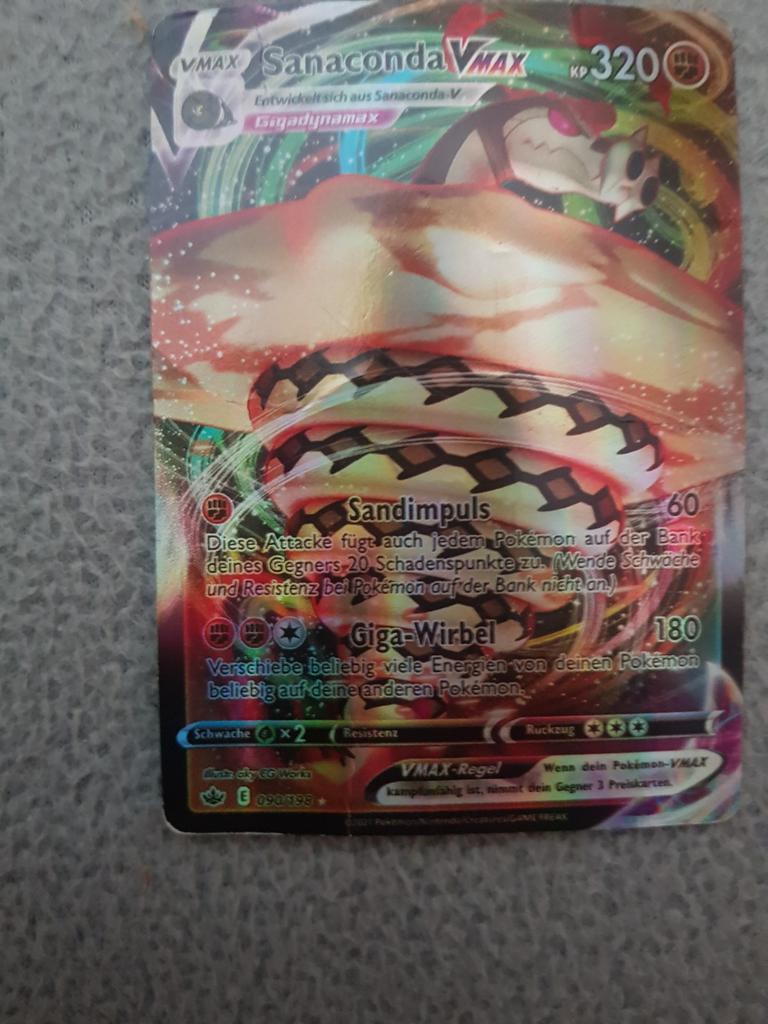 Pokemon verzamelaarskaart(Sanaconda)(RARE/SHINY)(VMAX), Ophalen of Verzenden, Zo goed als nieuw