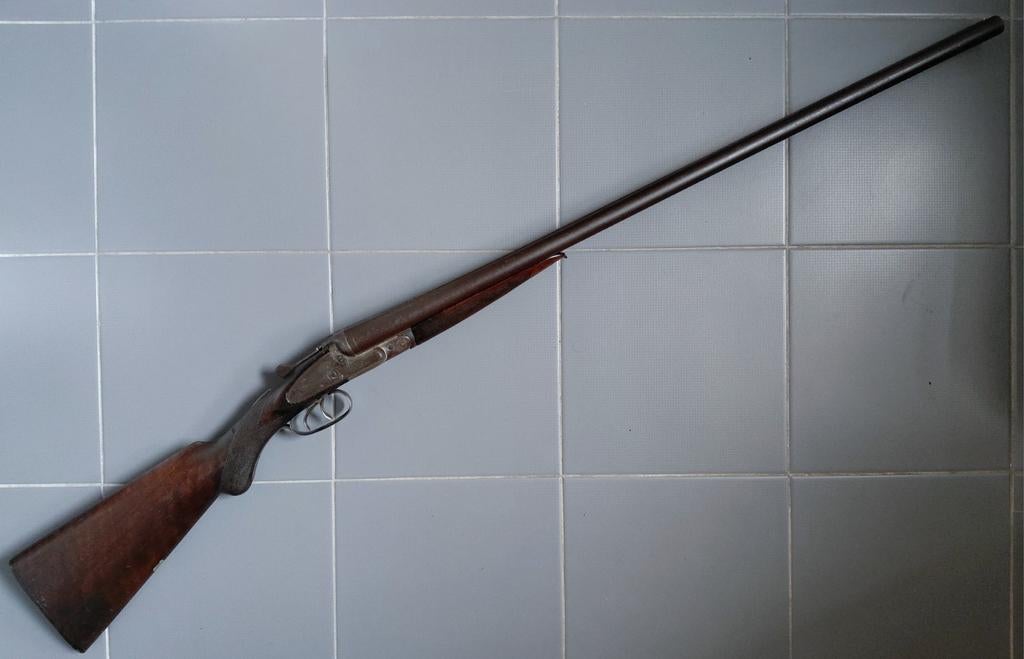 Antiek Brits hammerless sidelock geweer kal 12 zwartkruit, Ophalen of Verzenden