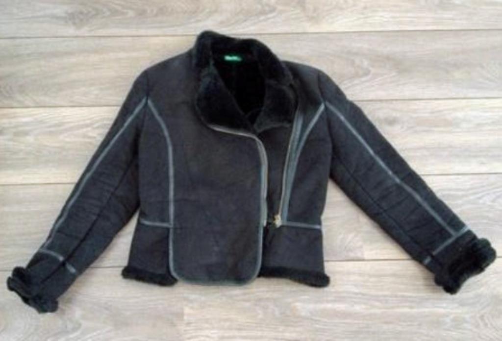 Lammy Dames leren jas maat 38/40 (M) van Benetton, Maat 38/40 (M), Bruin, Benetton, Ophalen of Verzenden