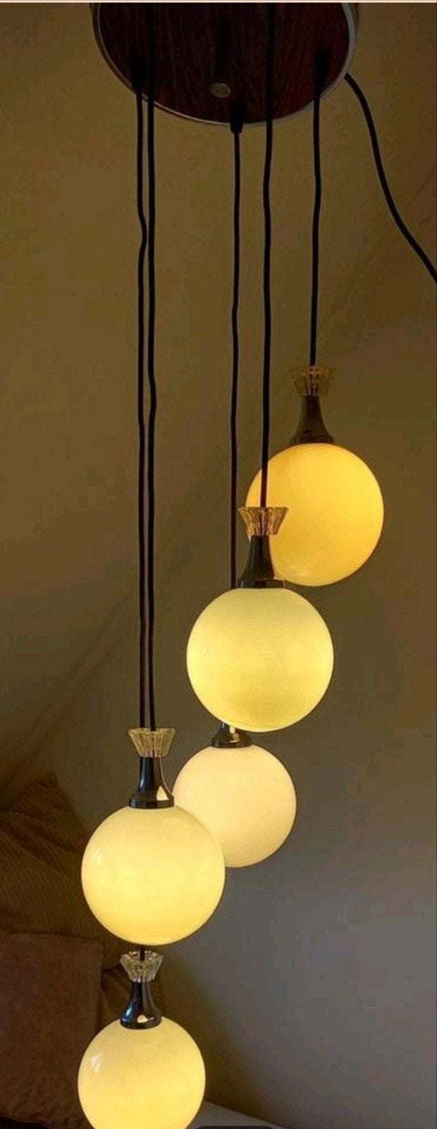 Echte originele vintage cascade lamp - 5 bollen, Huis en Inrichting, Lampen | Hanglampen, Ophalen, Zo goed als nieuw