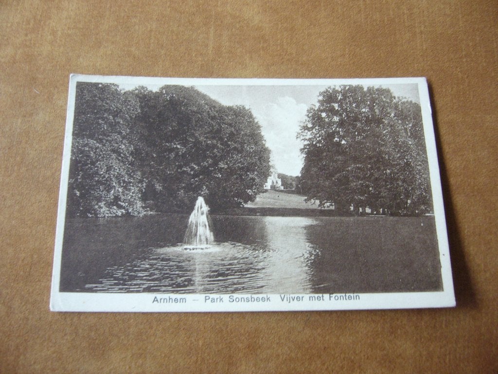 ARNHEM  =  PARK SONSBEEK - VIJVER MET FONTEIN   1929, Ophalen of Verzenden, 1920 tot 1940, Gelopen, Gelderland