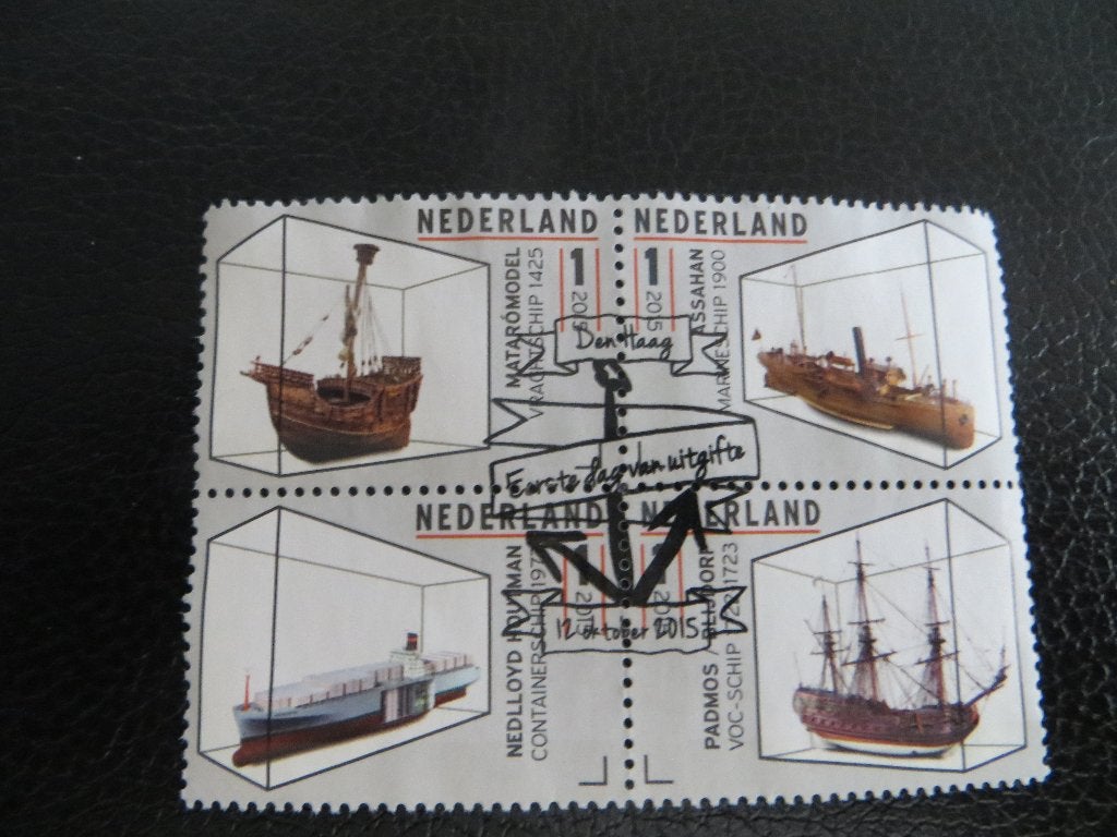 Blokje ned. zegels, Ophalen of Verzenden, Na 1940, Gestempeld