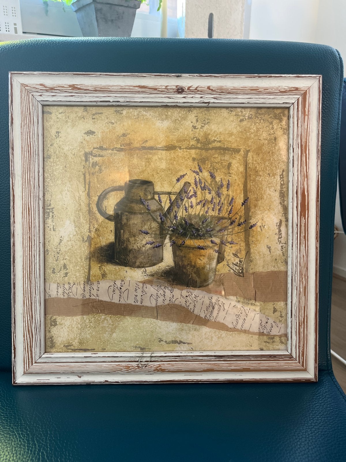 Schilderij met lavendel en kan - Boutique Sant Tropez, Ophalen, Stilleven, Ingelijst, Vintage