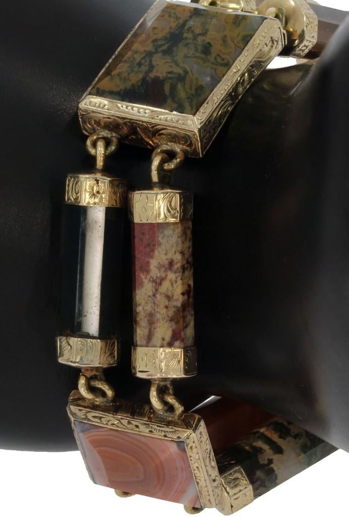Agaat edelsteen fraai gouden dames armband vintage Schotland, Sieraden, Tassen en Uiterlijk, Antieke sieraden, Verzenden, Goud