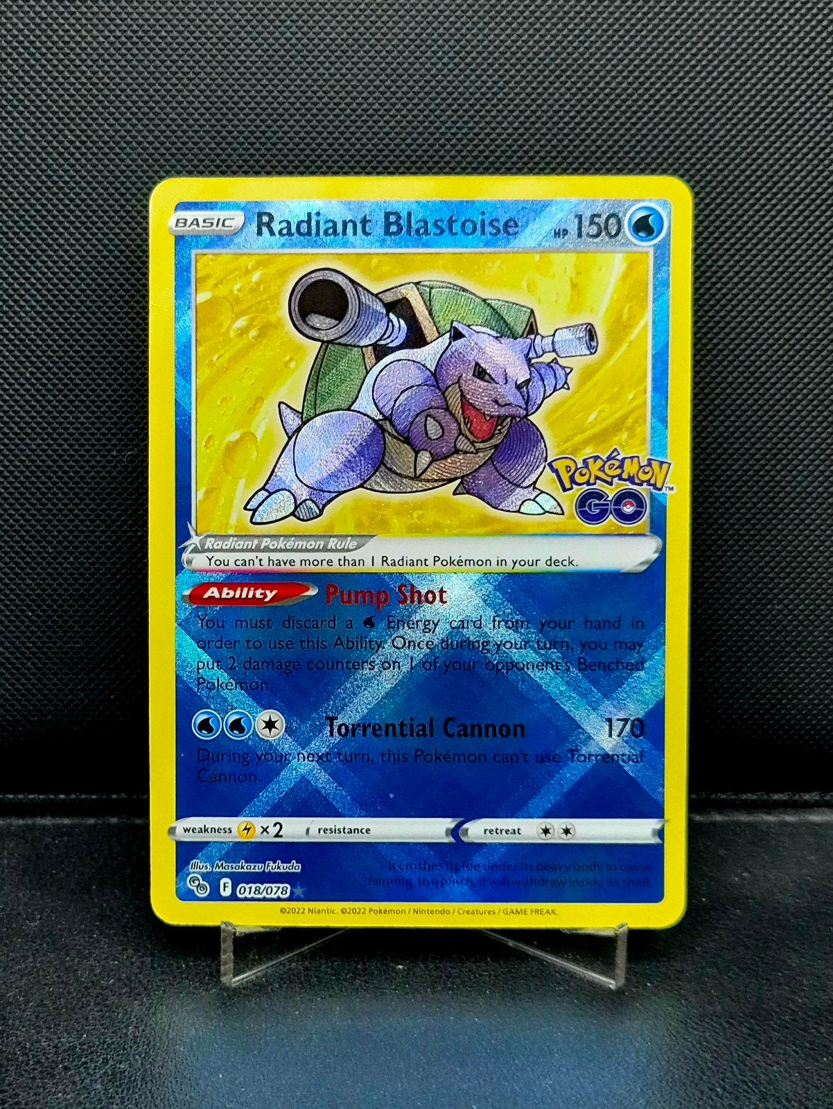 Radiant Blastoise 018/078 PokemonGo 2022 NM, Hobby en Vrije tijd, Verzamelkaartspellen | Pokémon, Zo goed als nieuw, Ophalen of Verzenden