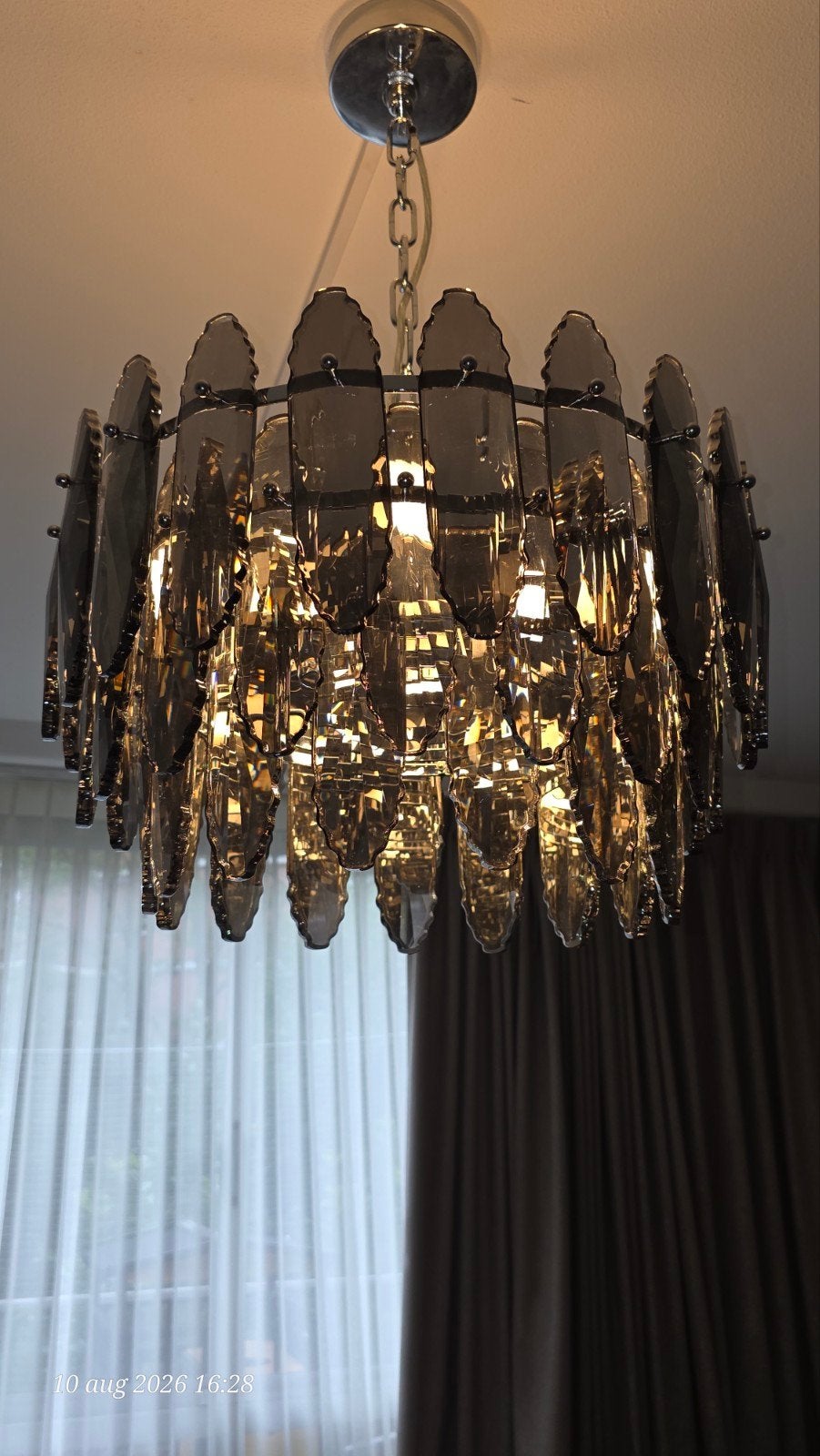 Luxe Kroonluchter – Smokey Glass / Rookglas, Ophalen