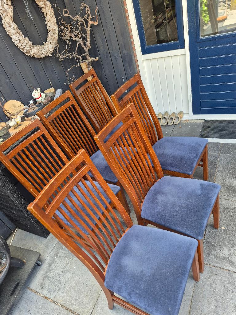 Eetkamerstoelen, Huis en Inrichting, Stoelen, Ophalen, Gebruikt, Blauw, Stof